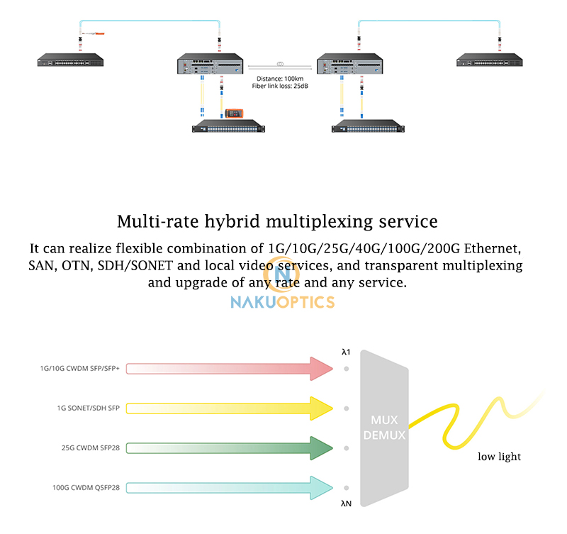1U Rack-mounted AAWG DWDM 40CH/48CH/96CH passive DWDM 5G Optical Fiber ...