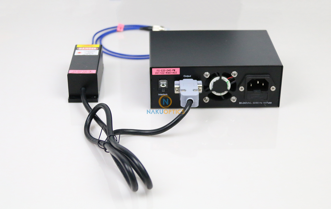 520nm 1~40mW Adjustable Output Power Green Laser PM Fiber Output ...